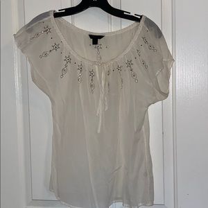 Express rhinestone boatneck off shoulder shirt sm